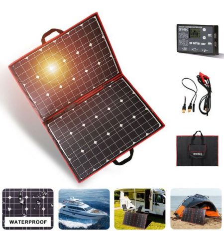 Solární panely rozkládací přenosné s PWM regulátory 220W 12V/24V 2ks 106x73cm - do auta / na kempování | Filson Store