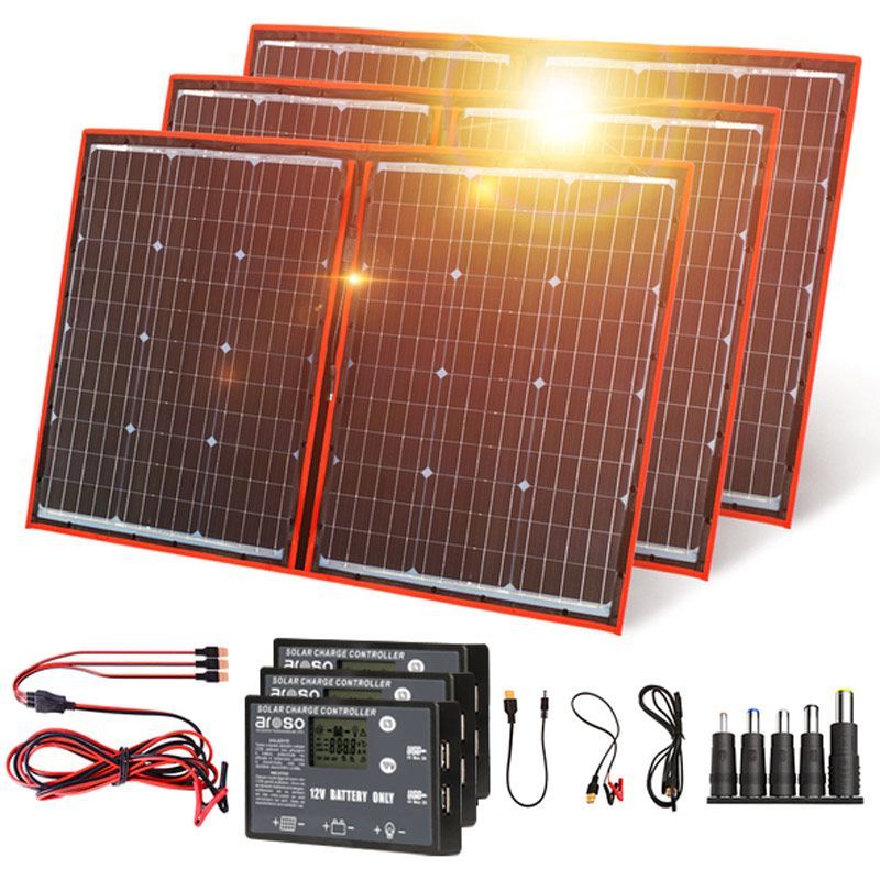 Solární panely rozkládací přenosné s PWM regulátory 330W 12V/24V 3ks 106x73cm - do auta / na kempování