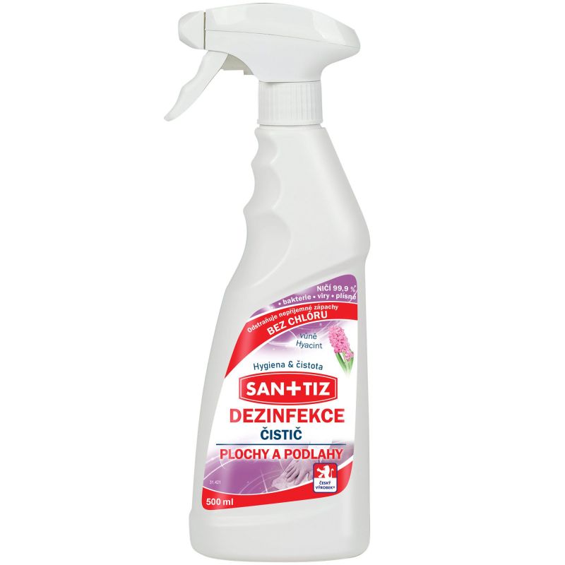 Čistící prostředek na plochy a podlahy / dezinfekce Sanitiz 500ml - parfém Hyacint
