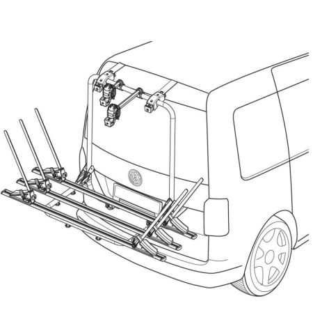 Nosič na 3 jízdní kola / 2 elektrokola na zadní / páté dveře Menabo Shadow Volkswagen Caddy IV (Typ SA) - pozinkovaná ocel | ...