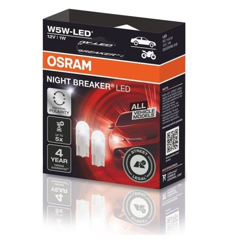 Autožárovka Osram Night Breaker LED W5W 12V 1W W2.1x9.5d - krabička 2ks / schváleno pro ČR / EU homologace | Filson Store