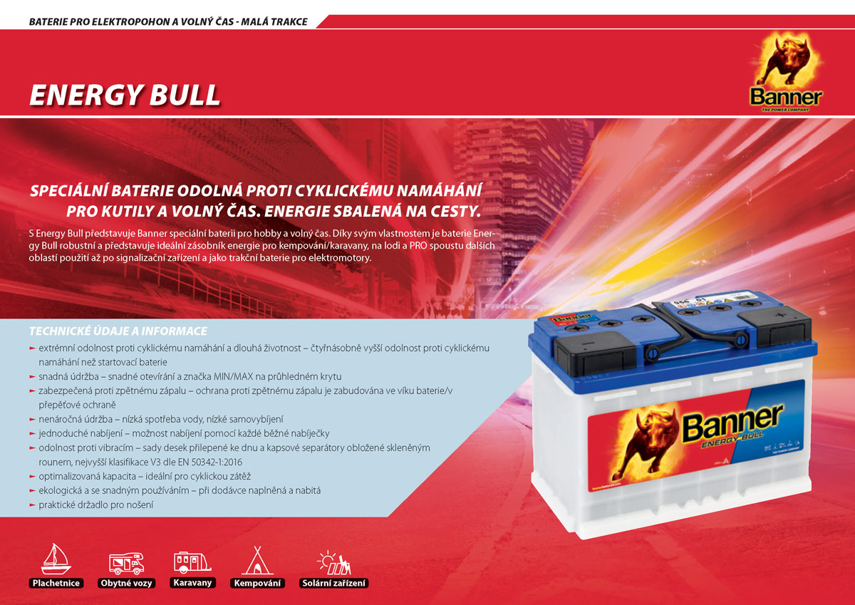 Banner Energy Bull - speciální baterie odolná proti cyklickému namáhání pro kutily a volný čas / energie sbalená na cesty